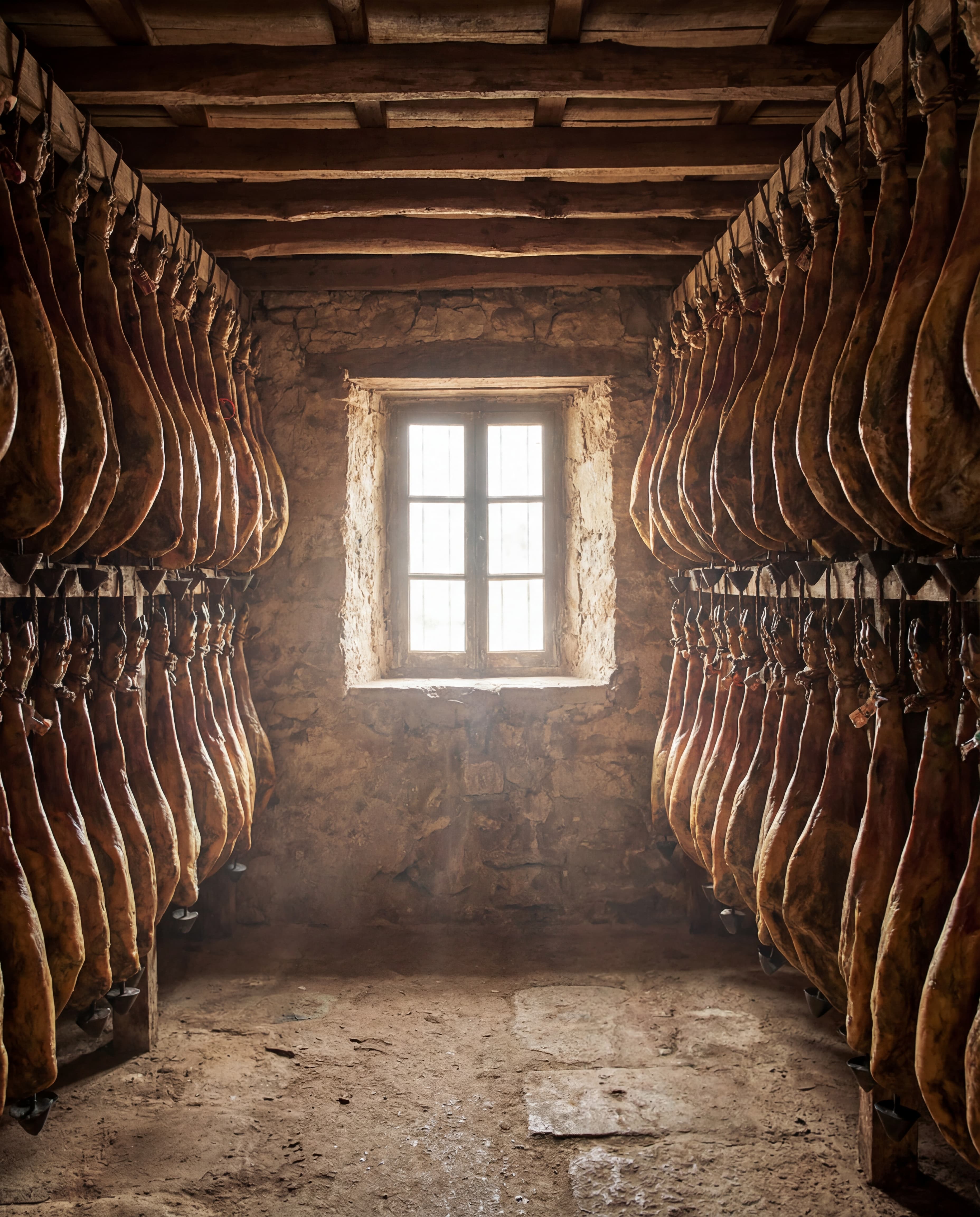 Cave d'affinage de jambons ibériques en Andalousie